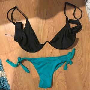Shein green and black bikini